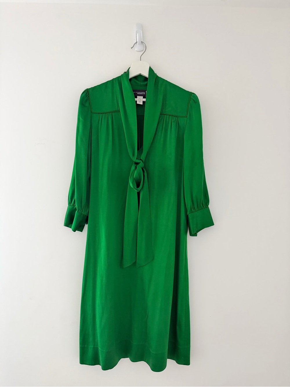 Diane Von Furstenberg Emerald Green Tie-Neck Midi Dress